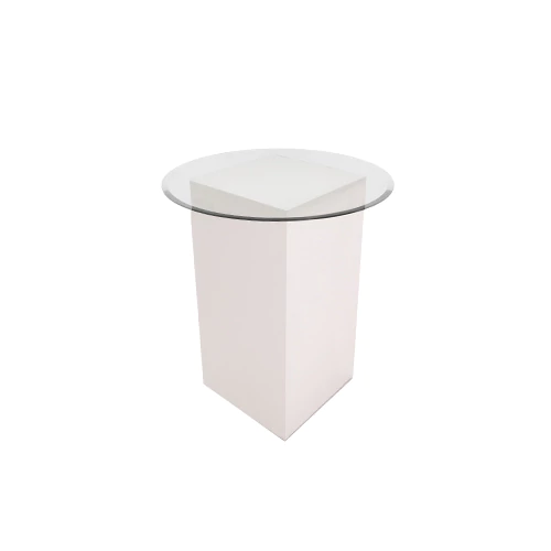 ستيفيليا طاولة كوكتيل عالية لون أبيض مع زجاج دائري