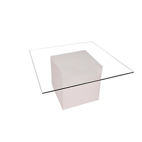 ستيفيليا طاولة ضيافة لون أبيض مع زجاج مربع