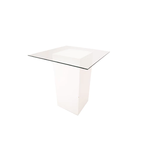 ستيفليا طاولة لون أبيض عالية مع زجاج مربع