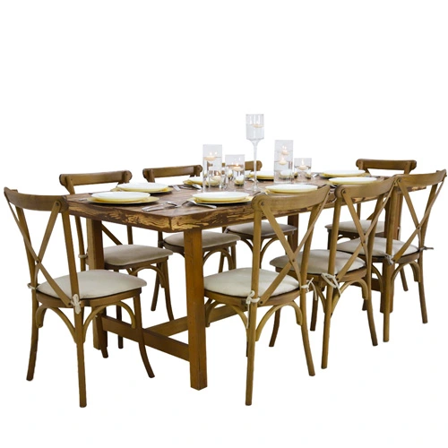 Lozoya Wooden Rectangular Dining Table and Cross Back Chairs Package