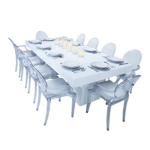 Melanie Rectangular Dining Table & Dior Acrylic Arm Chair