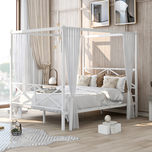 Zeus Steel Bed White