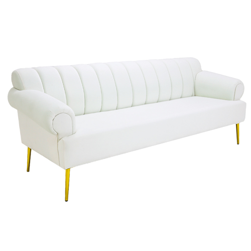 Lorenza White Velvet 3 Seater Wedding Wide Tufted Sofa