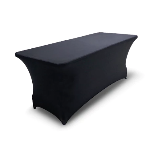Buffet Rectangular Table with Black Stretchable Cover 