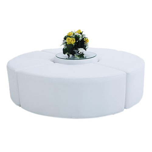 Valeria Moon White Leather Ottoman