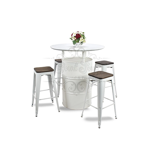 Armando White Drum & Armando White Stool Bar Package